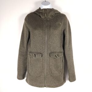 The North Face Women’s Size S Olive Green Crescent Hooded Fleece Parka Full Zip